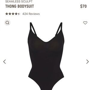 SKIMS Seamless Sculpt Thong Bodysuit Onyx NWT